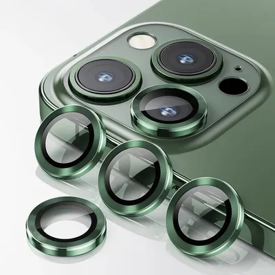 Produktbild von Für Apple iPhone 15 Pro / Pro Max Schutzglas Kamera Linse Hart Glas H9 Grün