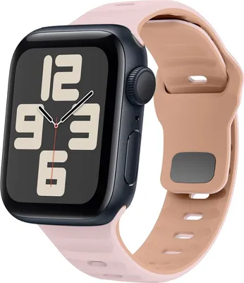 Produktbild von Für Apple Watch SE 2023 40mm Silikon Design Wellenstruktur Armband Rosa / Braun