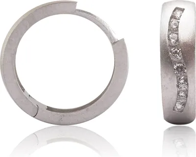 Produktbild von 925 Sterling Silber Scharniercreole mattiert mit Zirkoniawelle 17 mm
