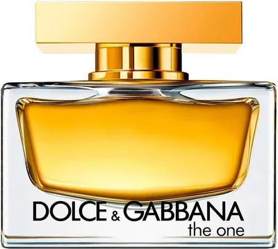 A front view of a Dolce & Gabbana The One perfume bottle.