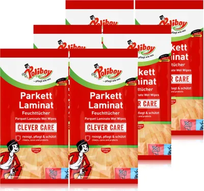 Produktbild von Poliboy Parkett Laminat Feuchttücher 15 Tücher - Reinigt & schützt (6er Pack)
