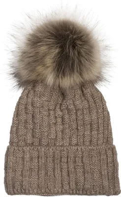 Produktbild von styleBREAKER Uni warme Strick Bommelmütze mit Flecht Muster und Fleece Futter, Winter Fellbommel Mütze 04024171