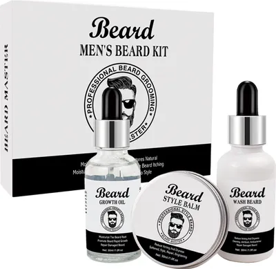 Produktbild von Bartpflege Set mit Shampoo Bartöl Pflegebalsam Wachs Geschenkset Männer