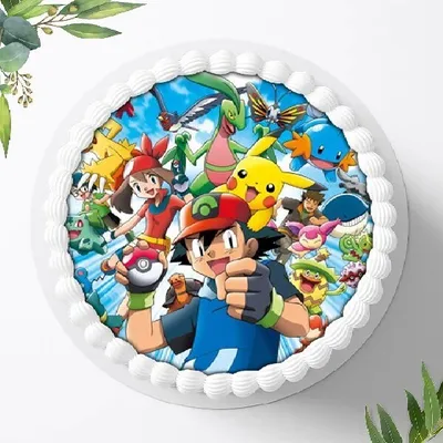 Produktbild von Für die Geburtstags Torte ein Tortenaufleger, Zuckerbild mit dem Motiv: Pokemon, Essbares Foto für Torten, Fondant, Ø 20cm, 0285w