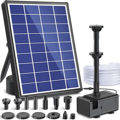 Produktbild von Solar Springbrunnen Pumpe 6.5 W, Trockenlaufschutz, 1.5 m Schlauch, für Gartenteich