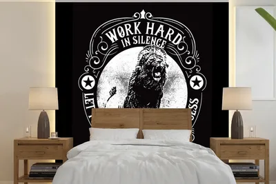 Produktbild von MuchoWow® Fototapete für Wohnzimmer oder Schlafzimmer Wandtapete Vinyl Motivtapete Löwe - Vintage - Zitat - 240x240 cm - Schlafzimmer-Tapete