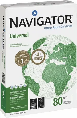 Produktbild von Navigator UNIVERSAL A3, Weiß, 80 g/m², ISO 9001, ISO 9706, ISO 9708, ISO 14001