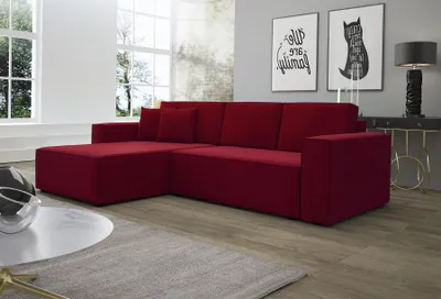 Produktbild von Ecksofa Schlafsofa Sofa CONOR Stoff Kronos Bordeauxrot Ottomane Links