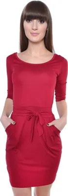 Produktbild von Damen Kleid Dress Minikleid Kurz Mini 3/4 Ärmel ; Bordo/S/M 36/38