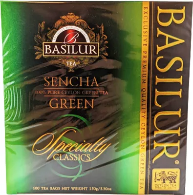 Produktbild von Basilur Grüner Ceylon Tee Sencha Green 100 Teebeutel Grüntee green tea