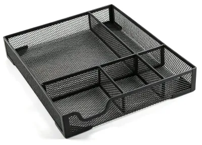 Schubladen-Organizer, Metallgaze, Schwarz, 5 Fächer