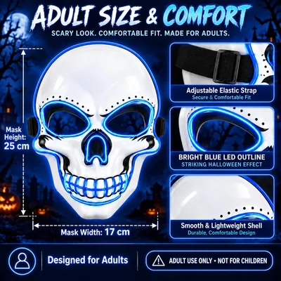Produktbild von LED Halloween Maske Purge Maske Leuchtender Schädel 3 Modi Kostüm Dekoration