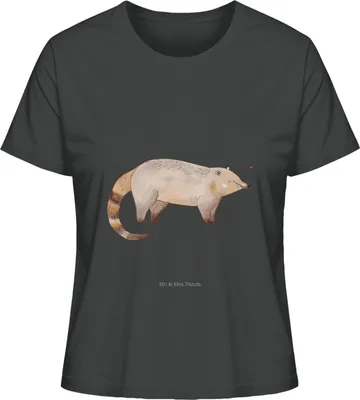 Produktbild von Mr. & Mrs. Panda T-Shirt für Frauen Nasenbär Größe M - Anthrazit - Geschenk, Kurzarmshirt Damen, Nasenbären, Oberteil, Basic, Rüsselbär, Bär, Shirt, Lustige Sprüche