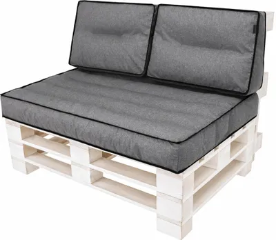 Image de Set de coussins de palette 120x80 cm avec 2 coussins de dos 60x40 cm - Coussin d'assise & dossier, épaisseur 12 cm, housses amovibles | PillowPrim