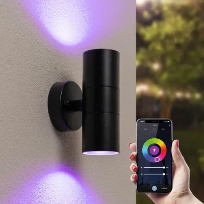 Produktbild von hoftronic smart LED Wandleuchte 11W 800lm RGBWW IP44 GU10 Schwarz