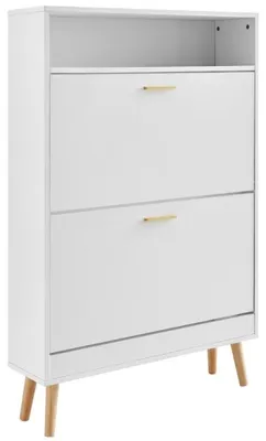 Immagine prodotto di Scaffale per scarpe - Armadio per scarpe con 2 cassetti a ribalta - 80x23,7x120,5 cm - Bianco
