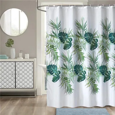 Produktbild von LIONMOOD Duschvorhang - Badewannen Vorhang inkl. Haken - Polyester Textil - 180x200cm - Tropical 2