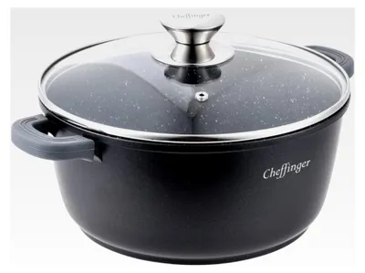 Produktbild von Kochtopf Aluguss Induktion Ø24cm Suppentopf Pfanne Topf mit Deckel Schwarz