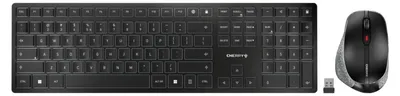 Produktbild von CHERRY DW 9500 SLIM, Kabellos, RF Wireless + Bluetooth, Scherenschalter, QWERTZ, Schwarz, Grau, Maus enthalten
