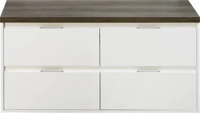 Produktbild von Sanox Waschtischunterschrank Porto BxHxT 120,2 x 58 x 50 cm mit Waschtischplatte 4 Schubladen weiß hochglanz / Nebraska
