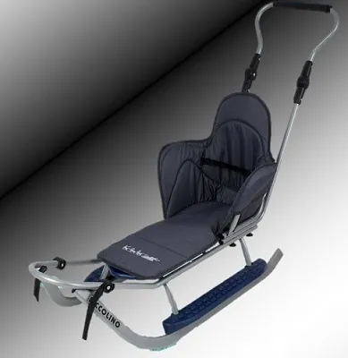 Produktbild von Sport Schlitten silber-grau incl. Fußstütze, Schiebestange und Sitzauflage NEU