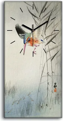 Produktbild von Küche Wohnzimmer Wand Leinwand Uhr Geräuschlos 30x60 Malerei Tier Vogel Kunst - schwarze Hände