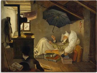 Produktbild von Carl Spitzweg: Der arme Poet. 1839, Produkt:Leinwand, Größe:60x80 cm / Leinwand