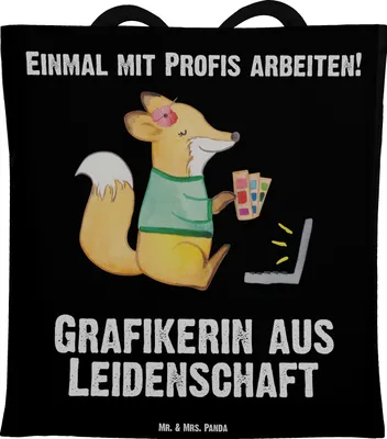 Produktbild von Mr. & Mrs. Panda Shopping Tasche Grafikerin Leidenschaft - Schwarz - Geschenk, Mediengestalter, umhängebeutel, Lustig, Designer, Schultasche, canvas, Tote Bag, Spruch