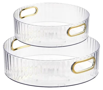 Produktbild von 2 Stück Lazy Susan Drehteller Küchenorganizer, 360° drehbarer Gewürzhalter