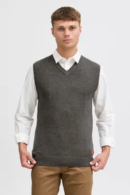 Produktbild von BLEND BHLarsson Herren Pullunder Strickweste Feinstrick Pullover ärmellos mit V-Ausschnitt Baumwollmischung Regular fit