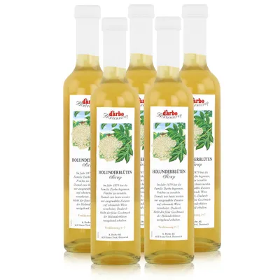 Produktbild von Darbo Holunderblüten Sirup 500ml - Cocktails Milchshakes Kaffeesirup (5er Pack)
