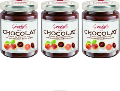 Image de Crème au chocolat noir Grashoff à l'huile d'orange sanguine 250g paquet de 3