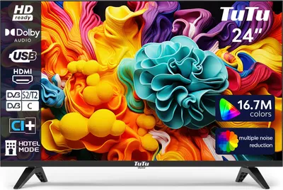 TuTu Standard TV - LED HD - 24 Zoll/61 cm - Randlos Design - Triple Tuner DVB-T/T2/C/S/S2 - HDMI x1, USB x1, CI+ - TUB24F1DN