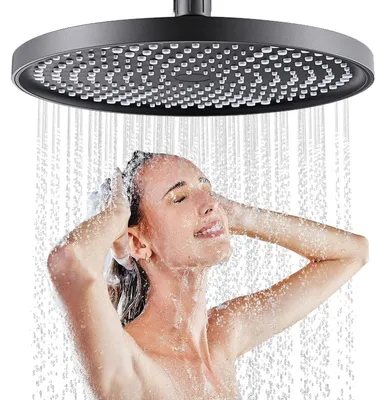 Obrázek produktu pro Sprchová hlavice, černá, 25 cm, otočná o 360°, úsporná