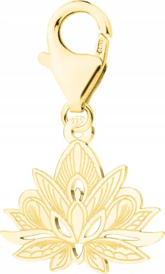 Immagine prodotto di Delicato ciondolo con charm a forma di loto in zirconia, argento 925 placcato.