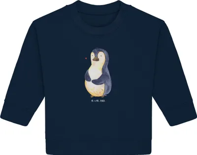 Produktbild von Mr. & Mrs. Panda Organic Baby Pullover Pinguin Diät 12. - 18. Monat - French Navy - Geschenk, Pinguine, Selbstliebe, Abnehmen, Bullover