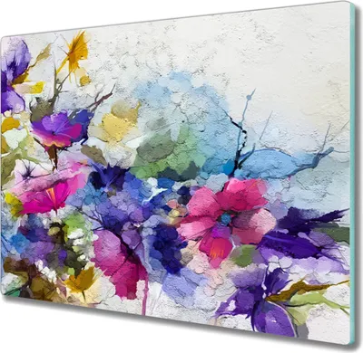 Produktbild von Coloray Küchenbrett Kochplattenabdeckung Hackbrett Schneidebrett Herdabdeckplatte 60x52 cm - Blumen Zweig