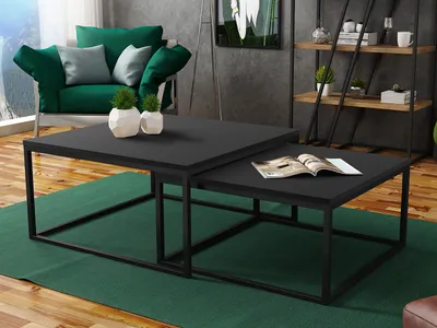 Image de Lot de 2 tables basses RYSIA - noir / noir molet