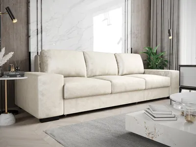 Zdjęcie produktu dla Sofa trzyosobowa 300 cm Solidna sofa do salonu z funkcją spania Wygodne siedziska Duże poduszki oparciowe Praga KS24