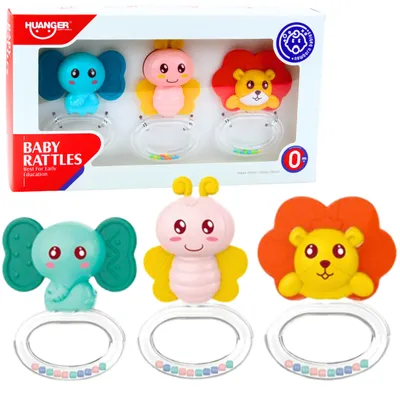 Immagine prodotto di Set di 3 animali da dentizione a sonaglino per bambini
