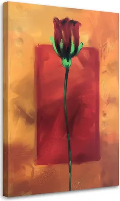 Image de Toile rose rouge peinte à la main 60x90 cm Feeby rouge tableau mural prêt à accrocher
