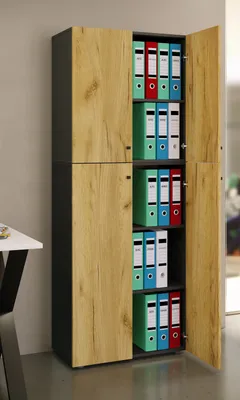 Produktbild von VCM Büroschrank mit 5 Fächern | moderner Aktenschrank mit Drehtüren | Maße ca. B. 70 x H. 184 x T. 40 cm – Lona 5-Fach