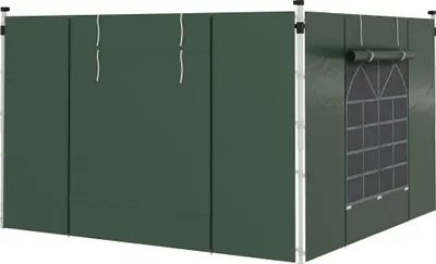 Produktbild von Seitenwände für 3 x 3/ 3 x 6 m Pavillon, Seitenplanen mit Fenster, Tür, Ersatzwände für Partyzelt, Oxfordstoff, Grün,