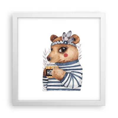 Produktbild von Gerahmtes Poster - Weißer Rahmen - Anthropomorphisierung Bär Kinder - 30x30 cm - Wand Bild - Wanddeko - Wandbilder - Kunstposter - Wandposter - Bilderrahmen - Bilder - Kunstdruck - P2WAC30x30-4367