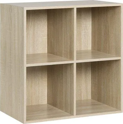 Produktbild von Lichtes Eichenholz-Bücherbrett mit 4 Schubladen - Bücherstapelregal - 4-Fach-Bücherregal - Maße 60x29,5x60 cm