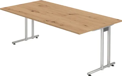 Produktbild von bümö Schreibtisch Serie-N - Nachbildung: Asteiche, Größe: 200 x 100 cm