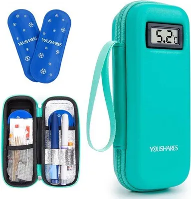 Productafbeelding van Famanu geïsoleerde koeltas voor insuline met 2 TSA-koelelementen - Mini koeltas voor medicatie tijdens reizen - Geïsoleerde tas voor medicijnen - Groen