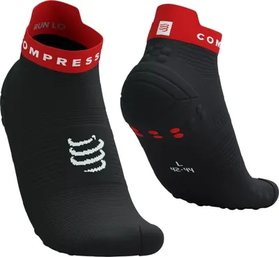 Produktbild von COMPRESSPORT Knöchelhohe Fahrradsocken - PRO RACING V4.0 RUN LOW - Schwarz/Rot 42-44
