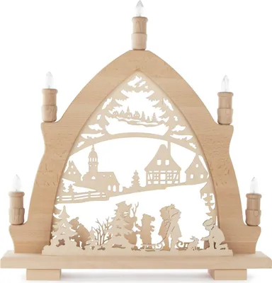 Obrázek produktu pro Svíčkový oblouk zimní dětské LED osvětlení ŠxVxH 41x43x6cm NOVINKA