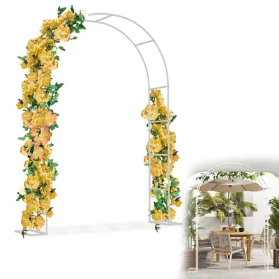 Image de Arche à roses XINZI 240 x 192 x 38 cm, arche de jardin en métal, résistante aux intempéries et stable, support pour plantes grimpantes, idéale pour les mariages et la décoration, blanche